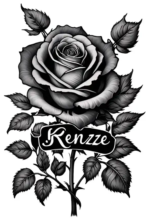 Rose With Name Kenzie Rose Intertwined With Another Rose