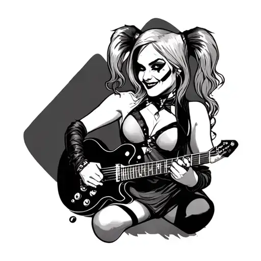 Harley Quinn Playing A Guitar