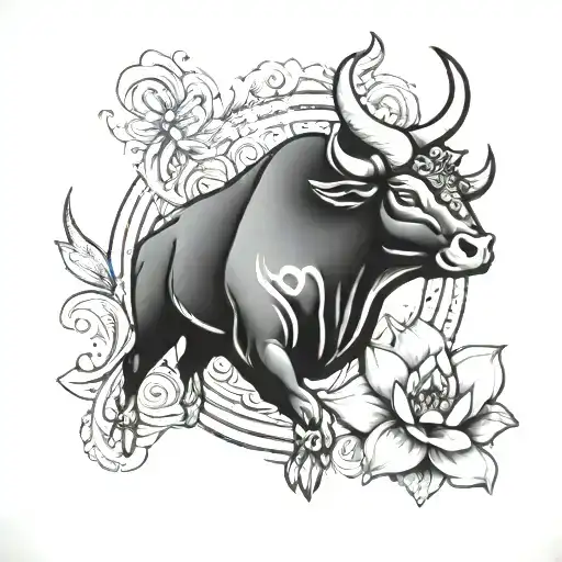 Taurus Coming Out Of Lotus Flower Blooming