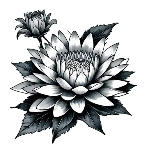 Chrysanthemum And Water Lily