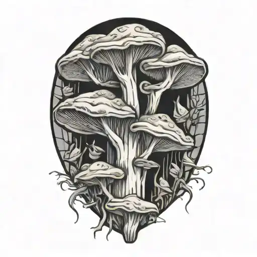 Oyster Mushrooms Climbing Wrapped Tightly