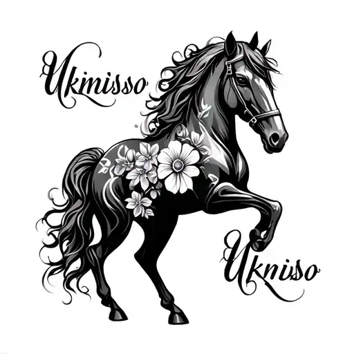 Horse Iron With Flowers And The First Name Ukimitso