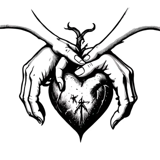 Evil Hands Trying To Grasp A Holy Heart But Is Unsuccessful