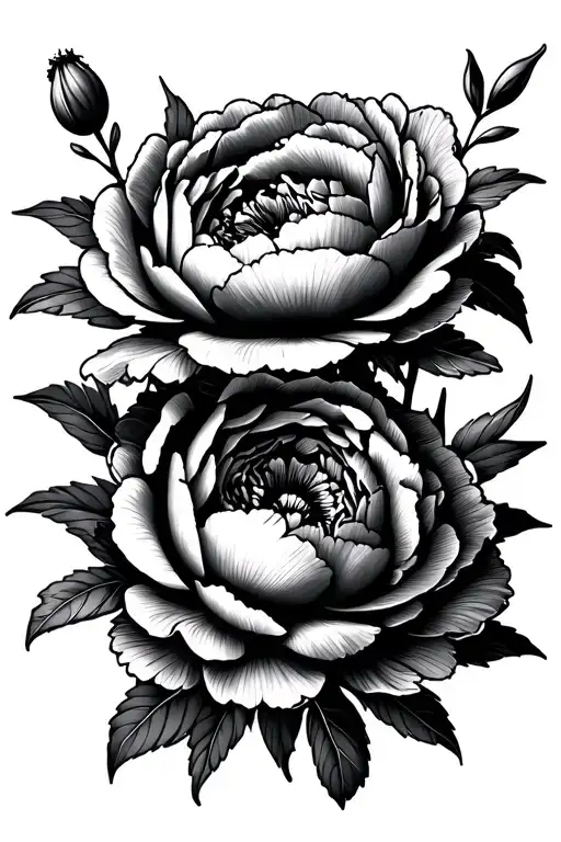 Peony Bouquet Fine Line