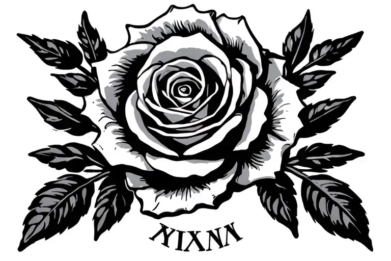 Roman Numeral Laurel Wreath Rose