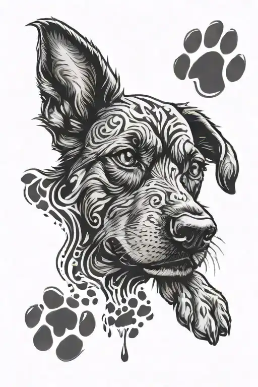 Dog Paw Prints That Make Up The Design Of A Dog