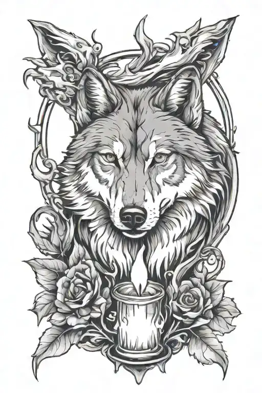 A Candle With A Wolf Protecting It