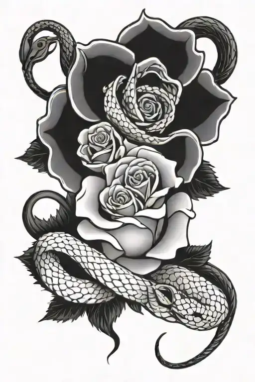 Rose With A Snake Wrapping Around It