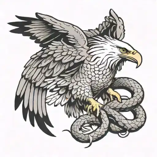 Eagle Attacking Holding Snake