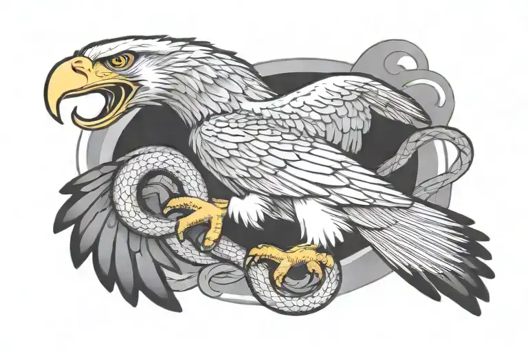 Eagle Attacking Holding Snake