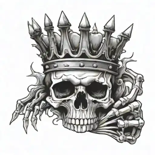 Crown With Skeleton Fingers On Hand