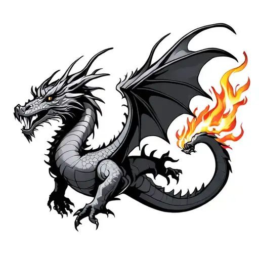 Flying Dragon Breathing Fire