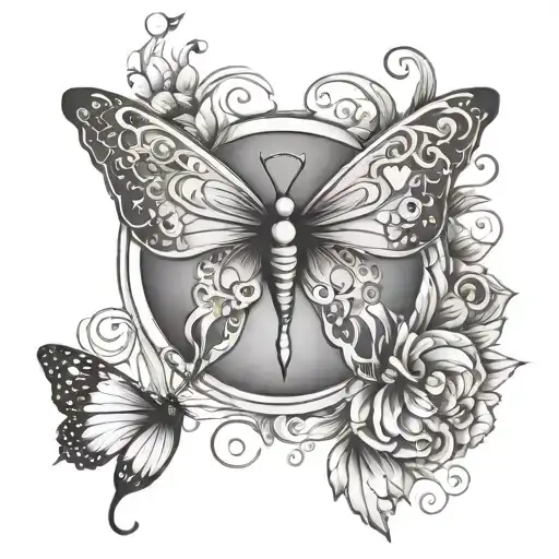 Tattoo With Peace Symbol Hearts Butteryfly