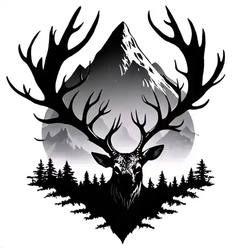 Cerf Forest Mountain Tree Of