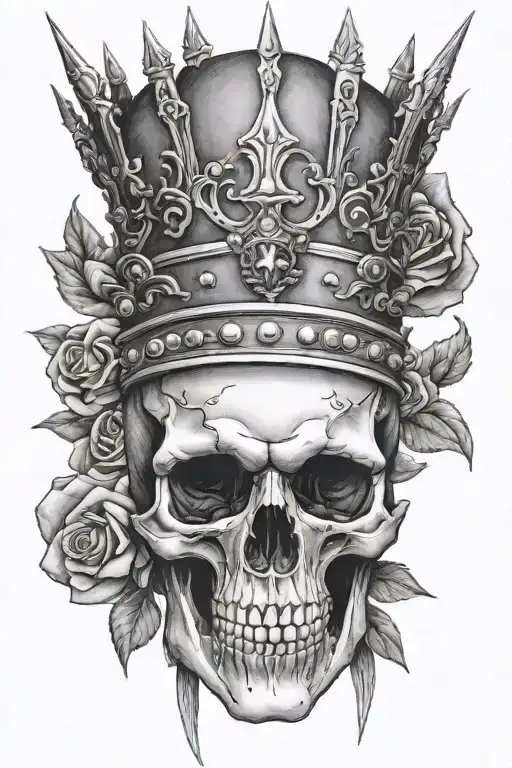 Realistic Skull With Spike Crown Looking Forward