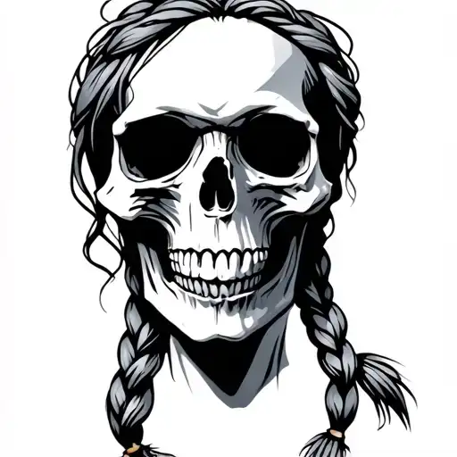 Skull With Hair Plait