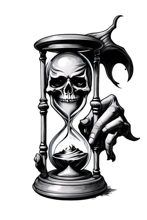 Grimm Reaper Holds Hourglass Filled With Swirling