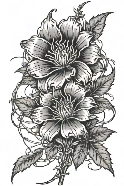 Wildflower With Barbwire Vines Wrapped