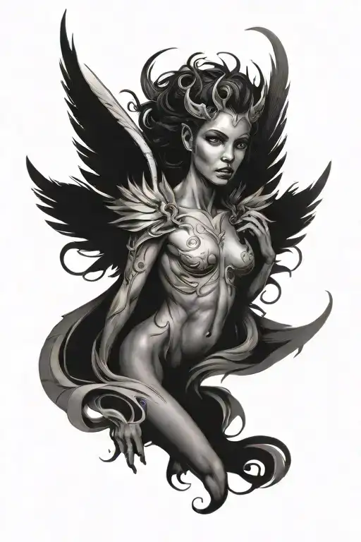 Angel Half Demon Tattoo