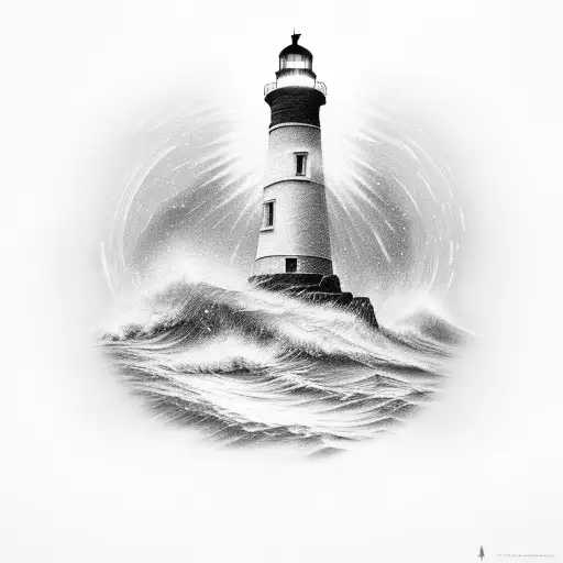 Lighthouse With Light Beam