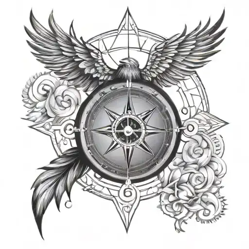 Compass With Phoenix Bird