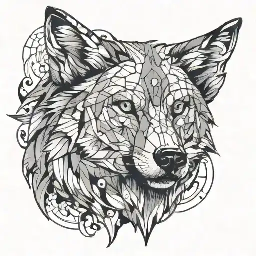 Wolf And Ab Stract Design