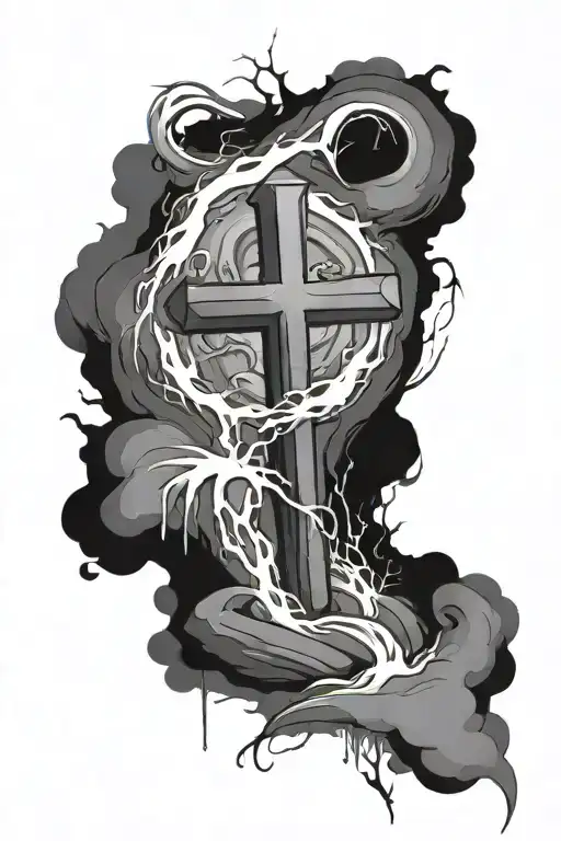 A Cross And River Tattoo