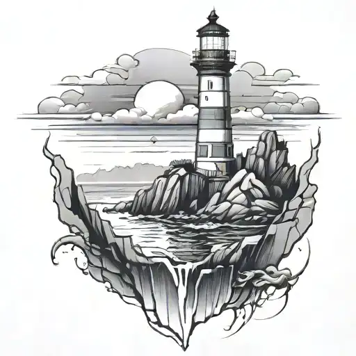 Lighthouse Standing On Rocks Surrounded By Water