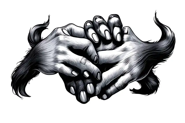Two Dog Paws Connected