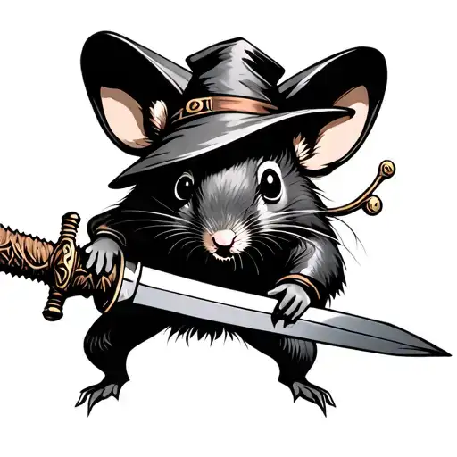 Samuri Mouse With Hat With Sword