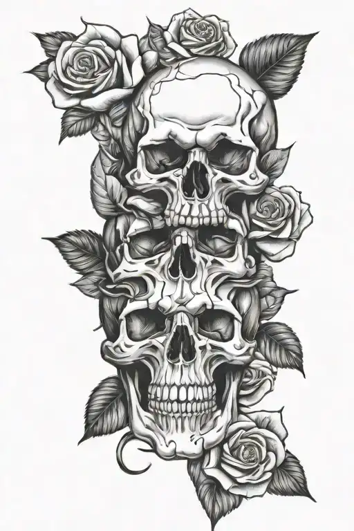 Skull And Roses Intertwined