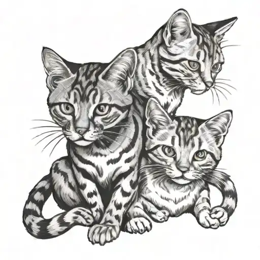 Small Cat Tattoo For Two People Posing