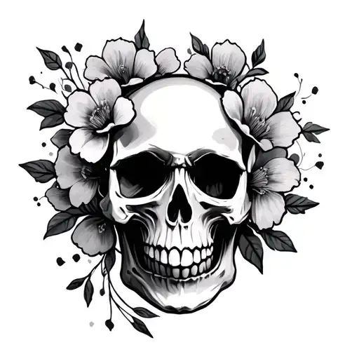 Skull And Flowers