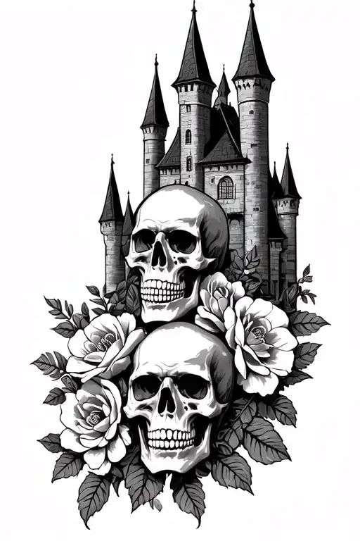 Skull And Flowers Gothic Castle