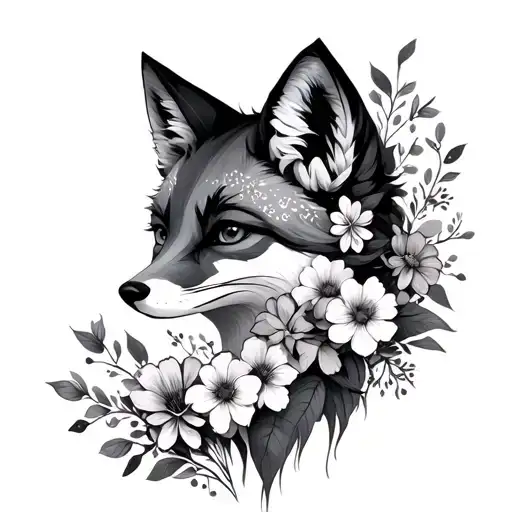 Fox Girl In Flowers