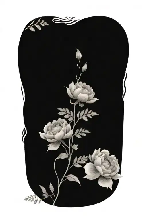 Delicate Peonies With Fern Leaves