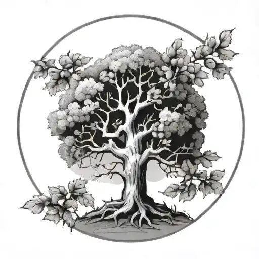 Elm Tree In Circular Border