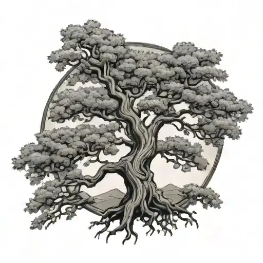 Elm Tree In Circular Border