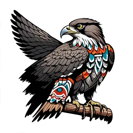 Falcon On Indian Totem Pole