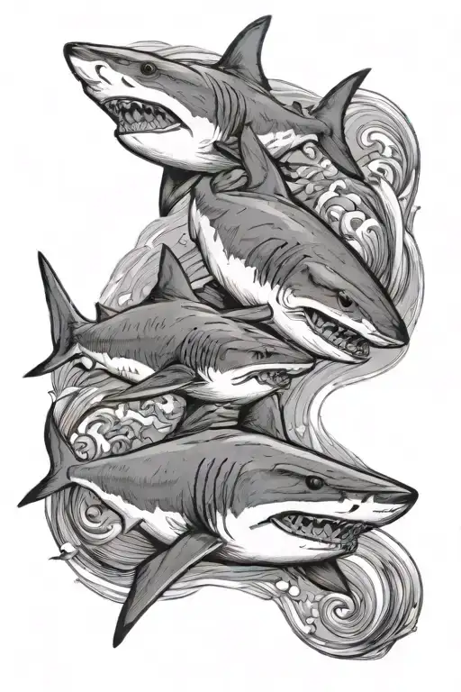 Shark Swimming Together