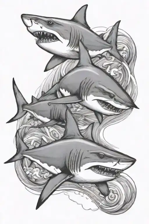 Shark Swimming Together