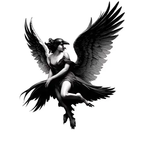 Angel And Raven Flying