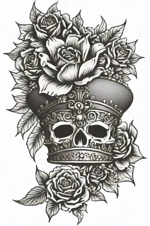 Crown Surrounded By Bold Flowers