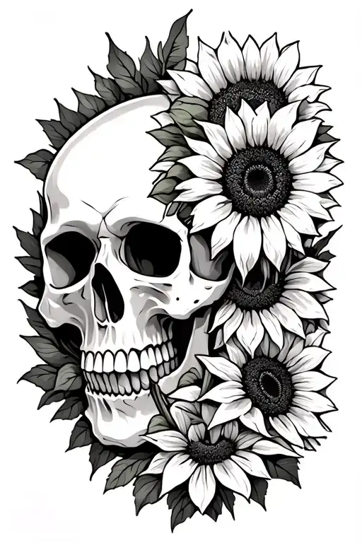 Skull And Sunflowers