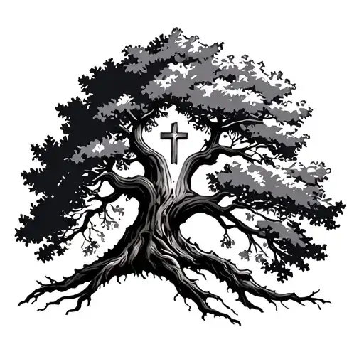 Oak Tree With Cross