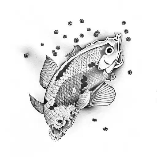 Koi Fish And Skull With Honeycomb