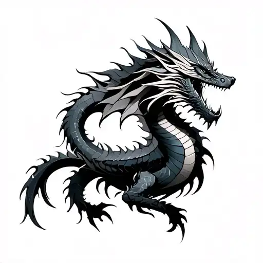 Dragon Cybersigilism Back Tattoo For Men