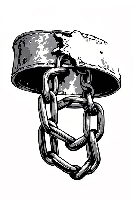 Rusted And Broken Chain Link Attached To A Cuff