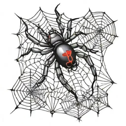 Black Widow Spiders With Webs