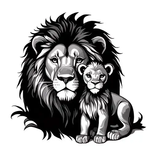 Lion Mom With Child Take